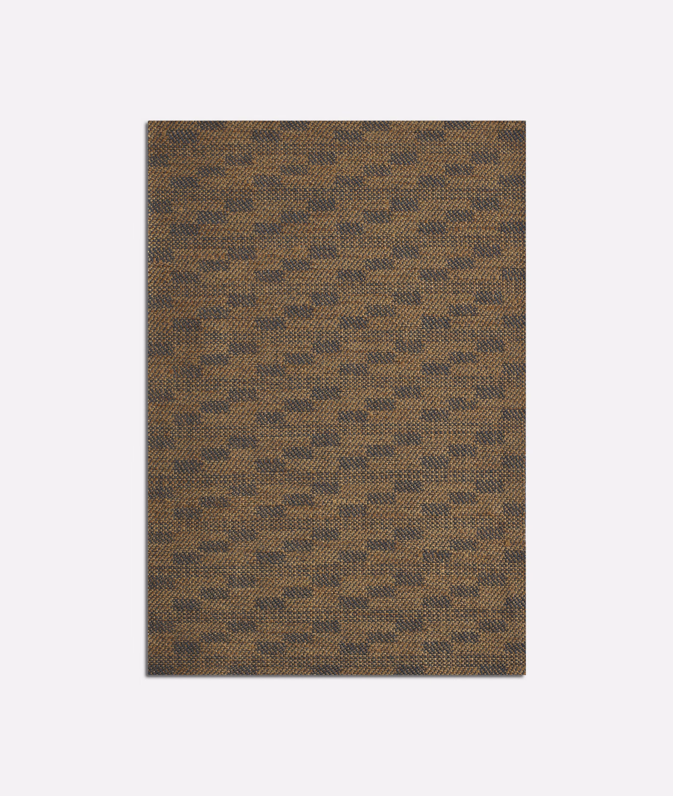 Warm ochre-brown woven fabric with small broken dark diagonal flecks