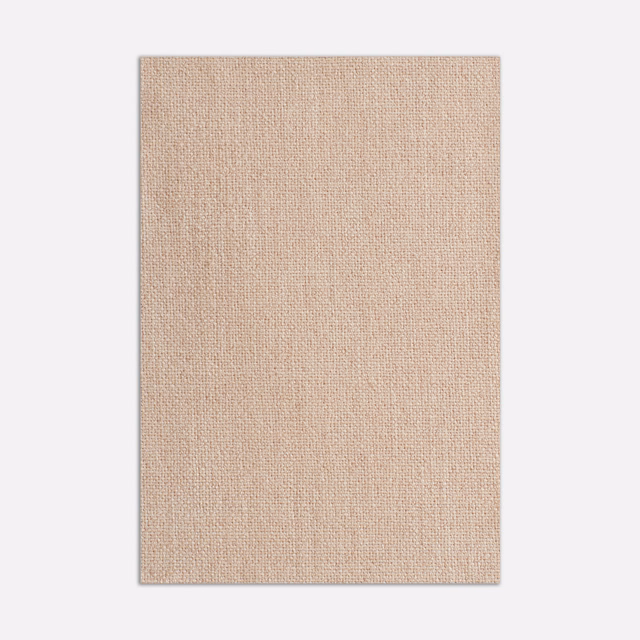Close view of warm blush-beige plain weave with a fine, even woven texture