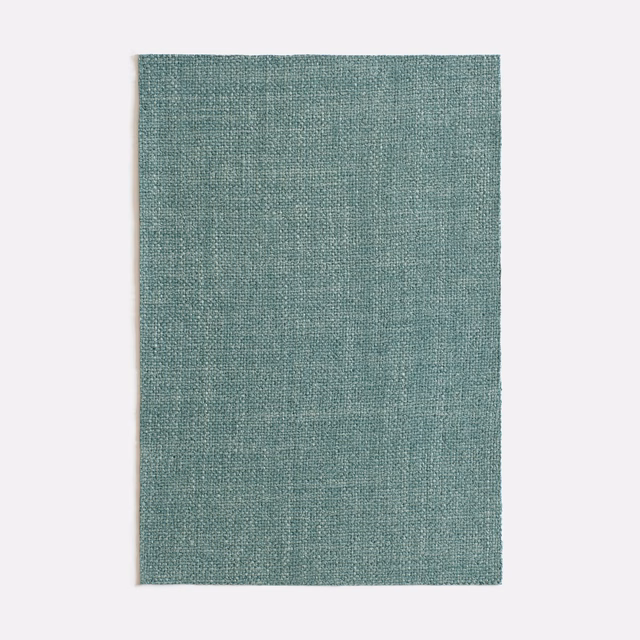 Muted eucalyptus-teal curtain fabric with fine woven grain and subtle vertical tonal shifts