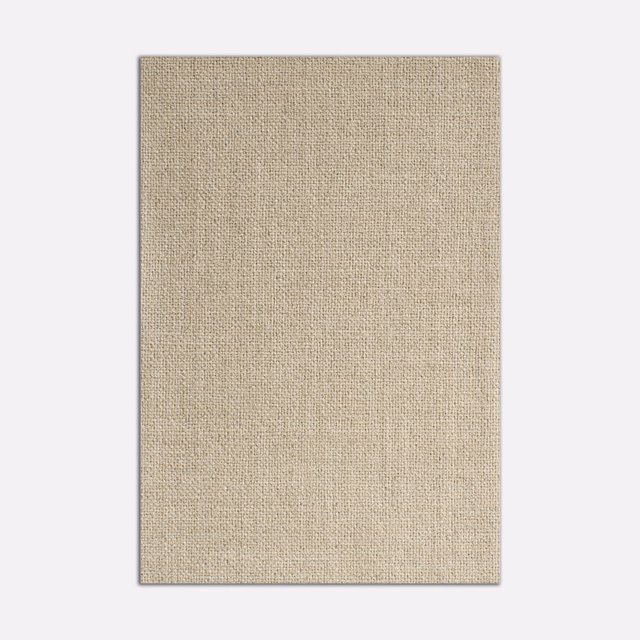 Warm beige plain-weave fabric swatch with fine natural texture