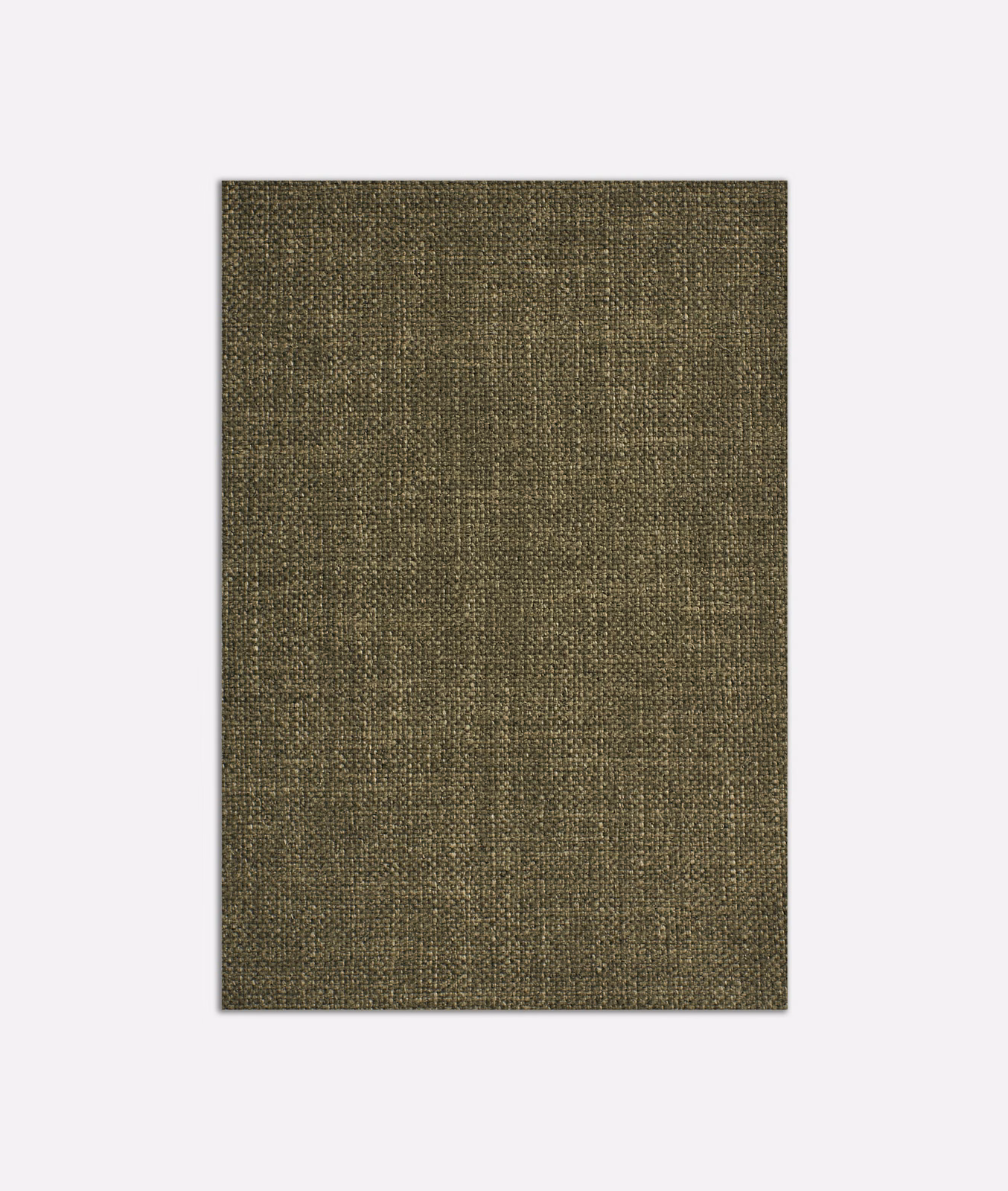 Muted lichen-olive fabric swatch with fine woven texture and subtle vertical tonal variation