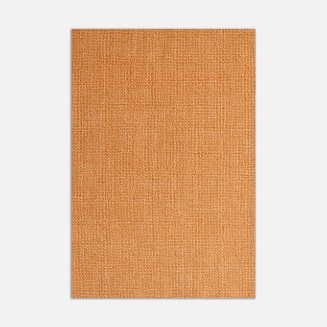 Warm tangerine plain-weave textile with subtly irregular crosshatched texture