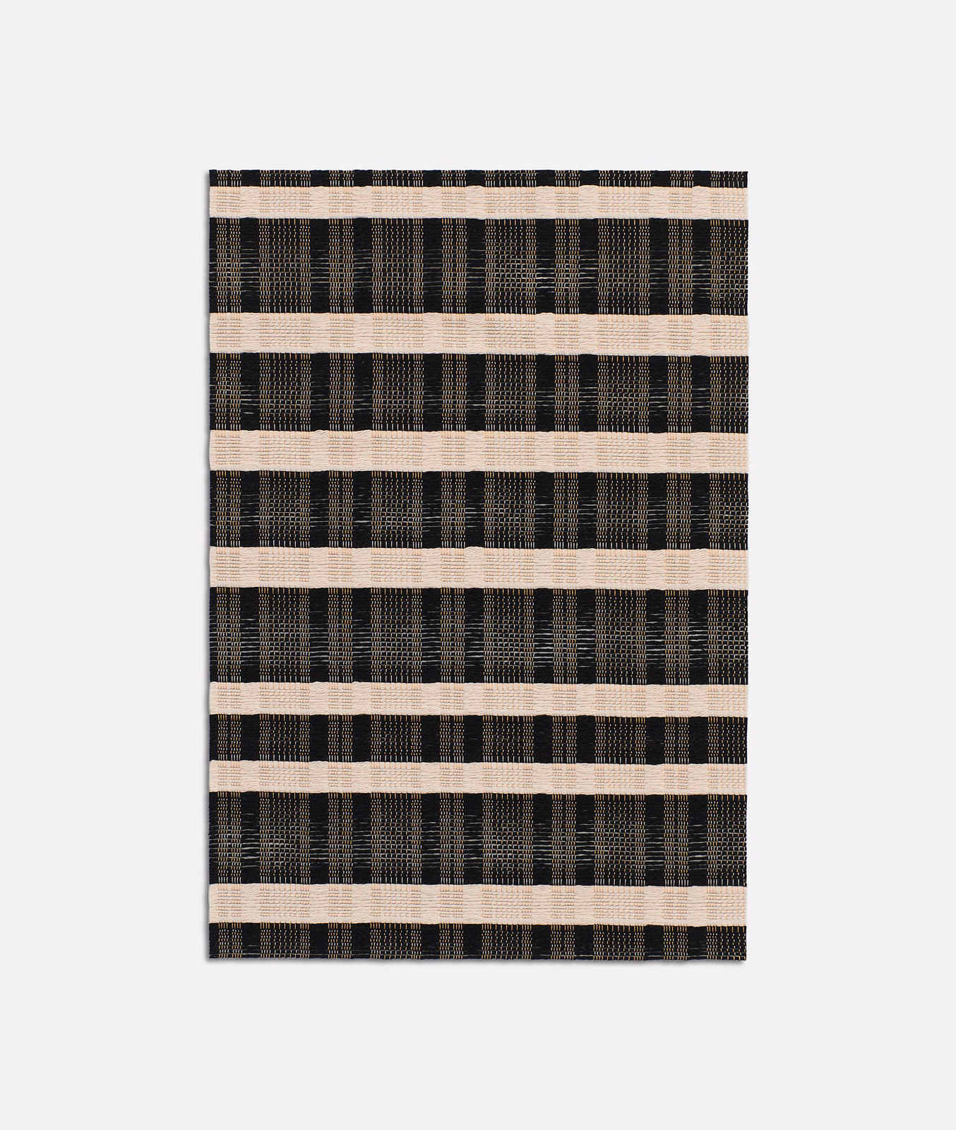 Dark moka woven stripes with warm ivory horizontal bands and fine vertical texture