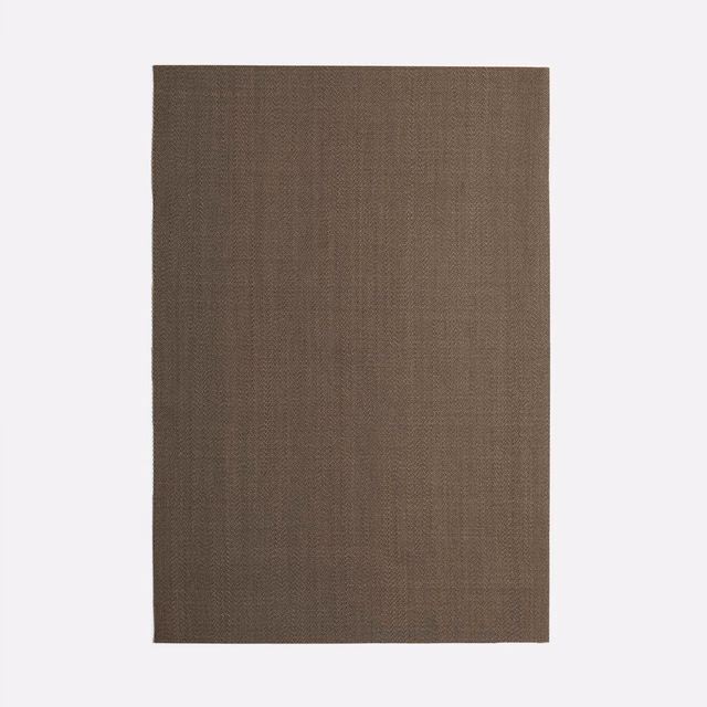Warm brown taupe curtain fabric swatch with a fine vertical woven texture