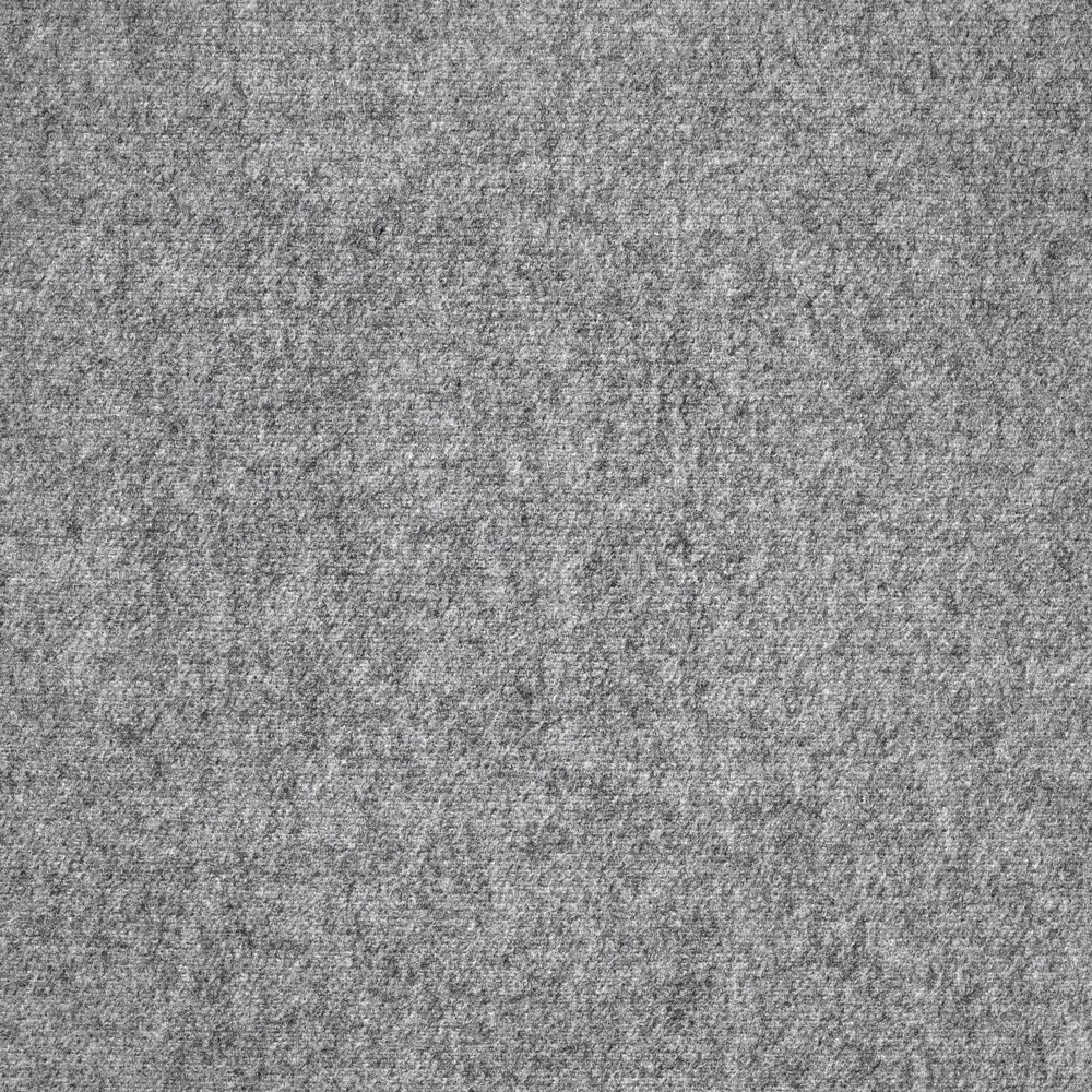 Close-up of finely mottled cool grey woven curtain fabric with subtle charcoal flecks