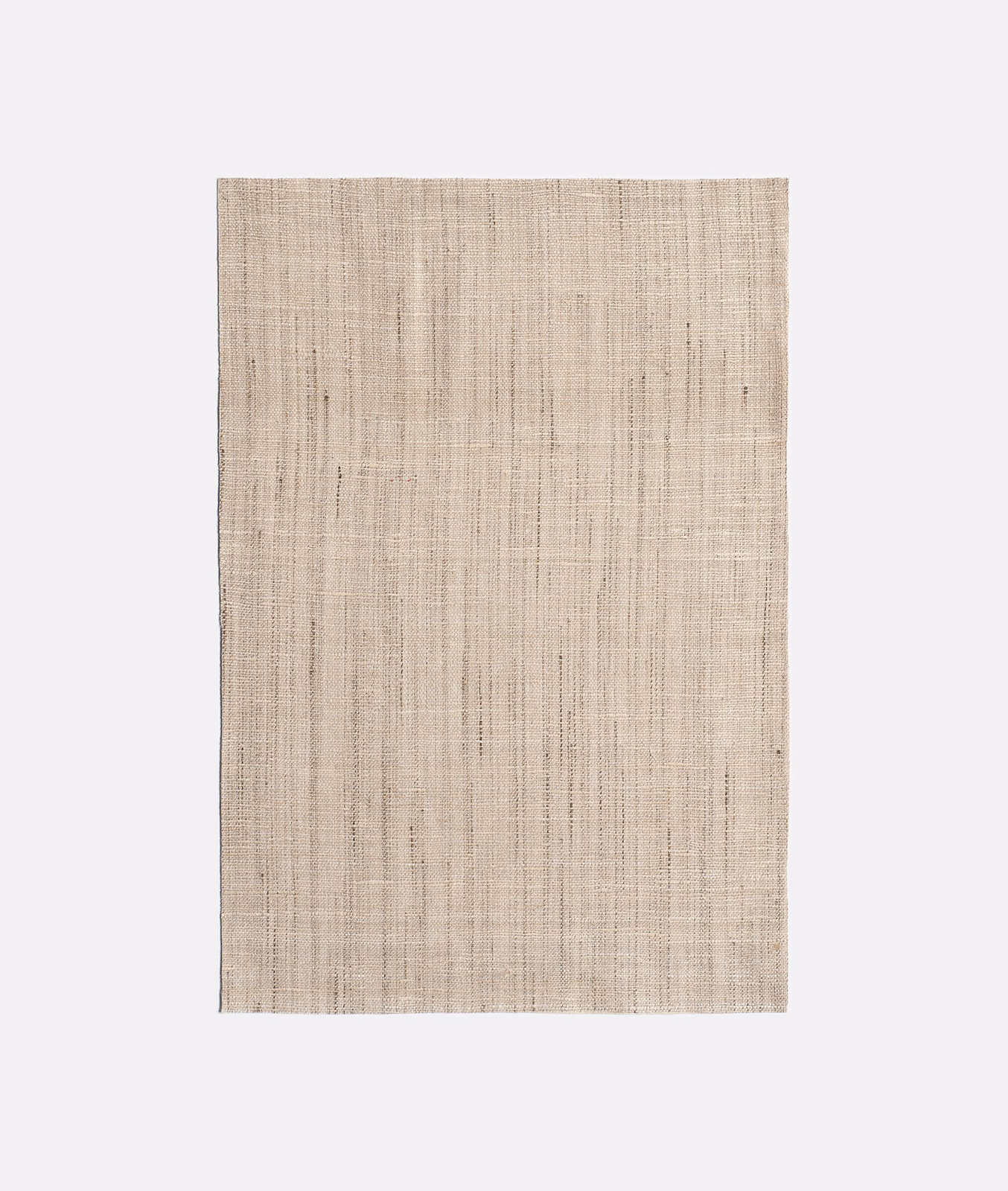 Pale warm beige curtain fabric with fine crosshatch weave and subtle vertical slubs