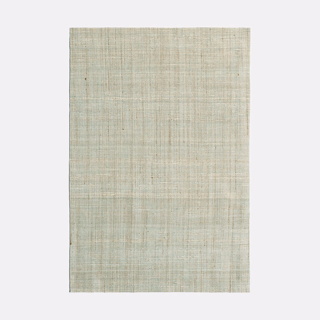 Pale almond-green textile with fine vertical and horizontal crosshatched lines