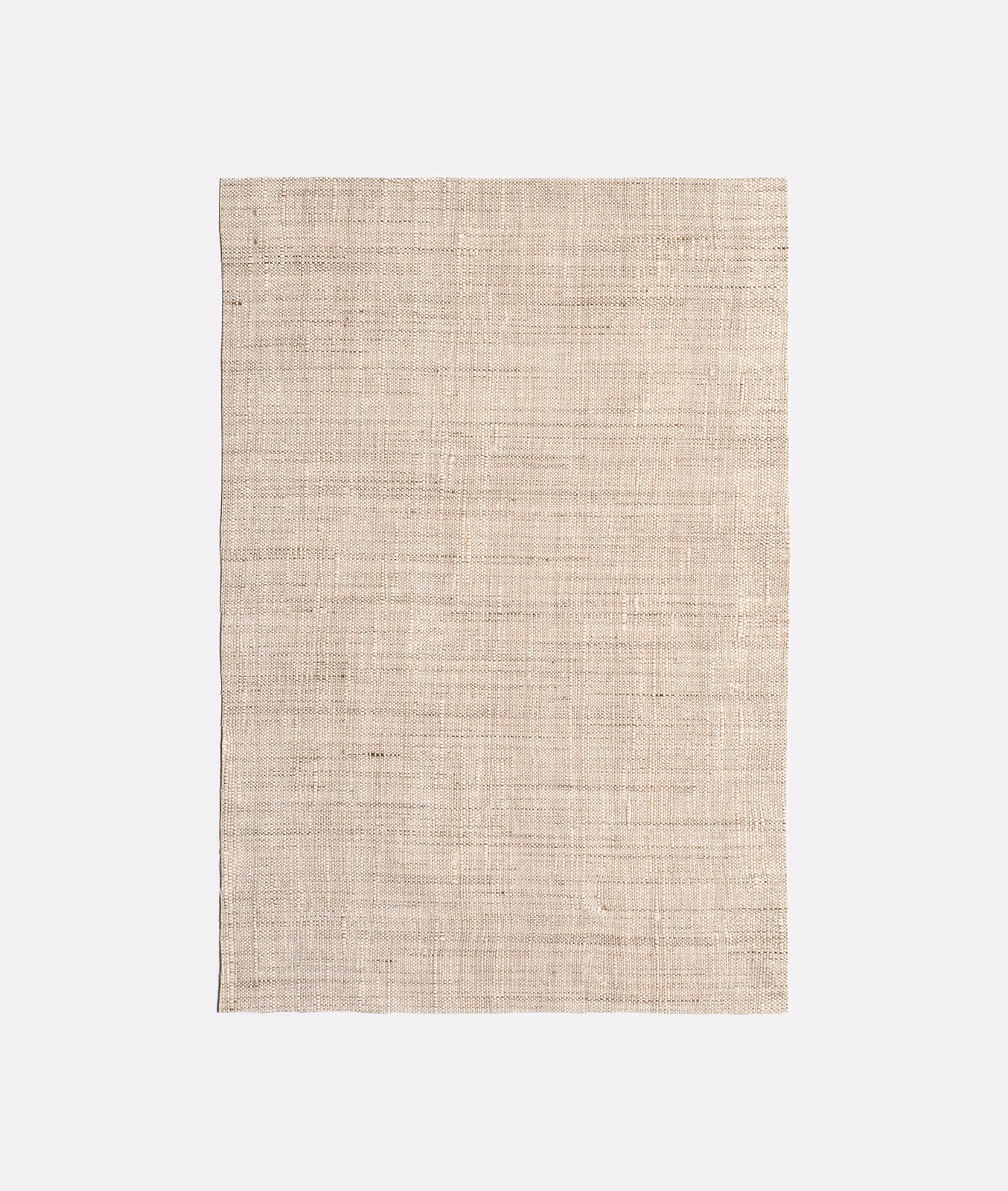 Warm natural beige woven fabric with fine horizontal and vertical slubs