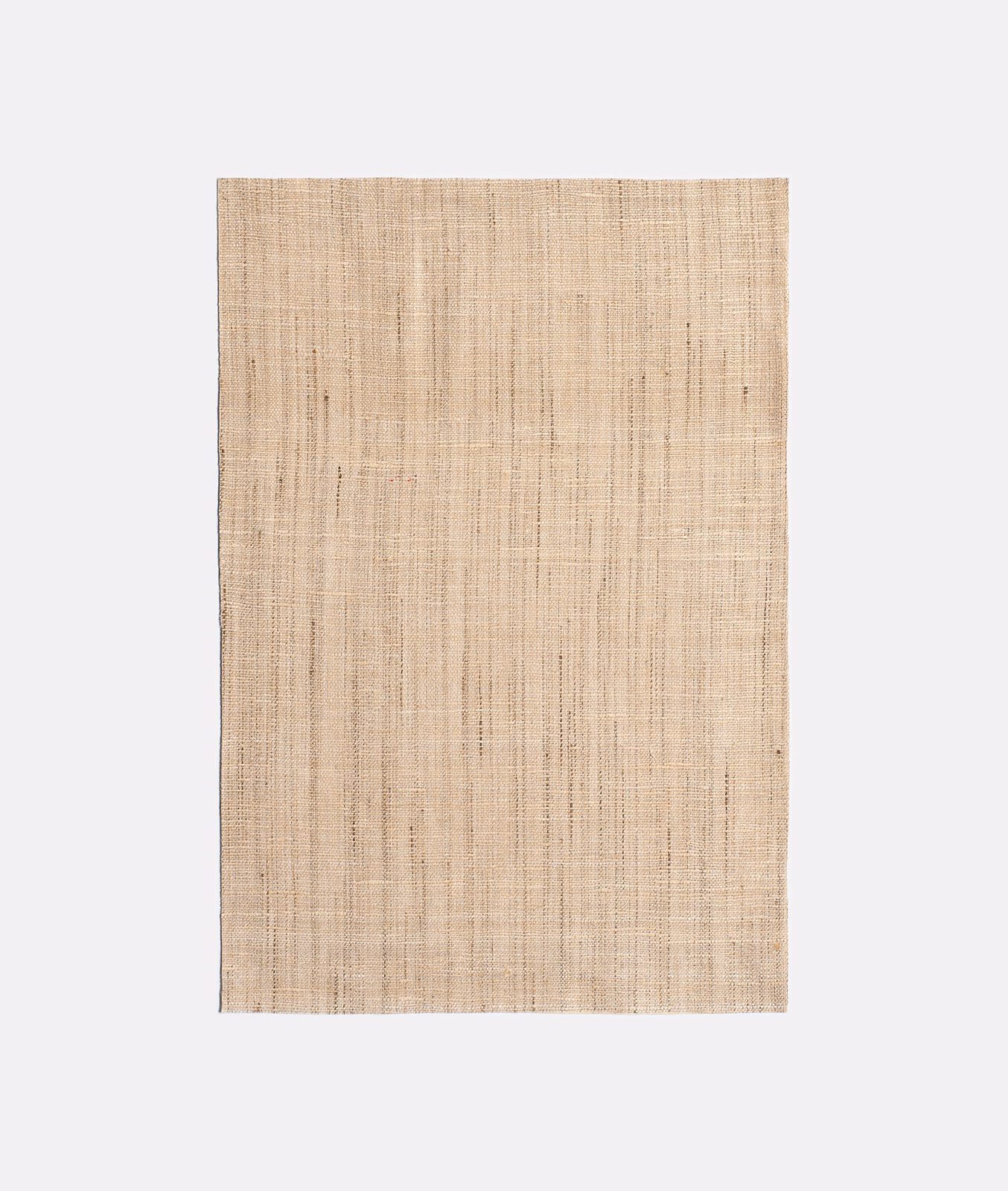 Warm sandy beige woven swatch with fine vertical striations and subtle horizontal slubs