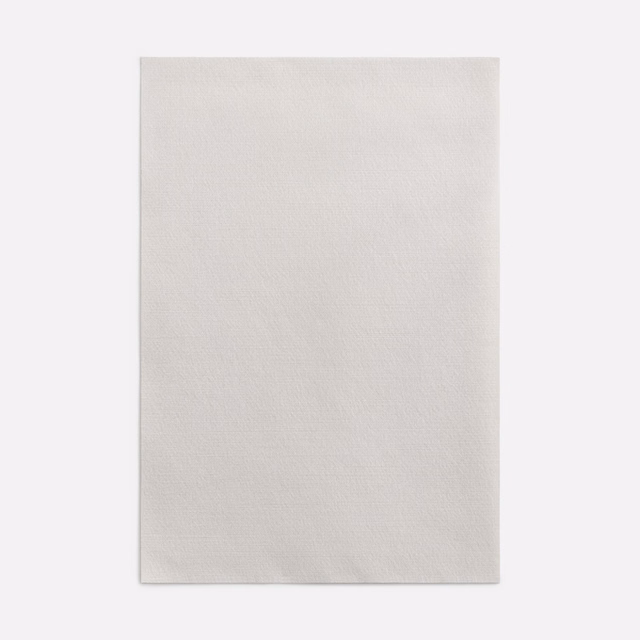 Pale warm beige curtain fabric swatch with a fine, subtly vertical woven texture