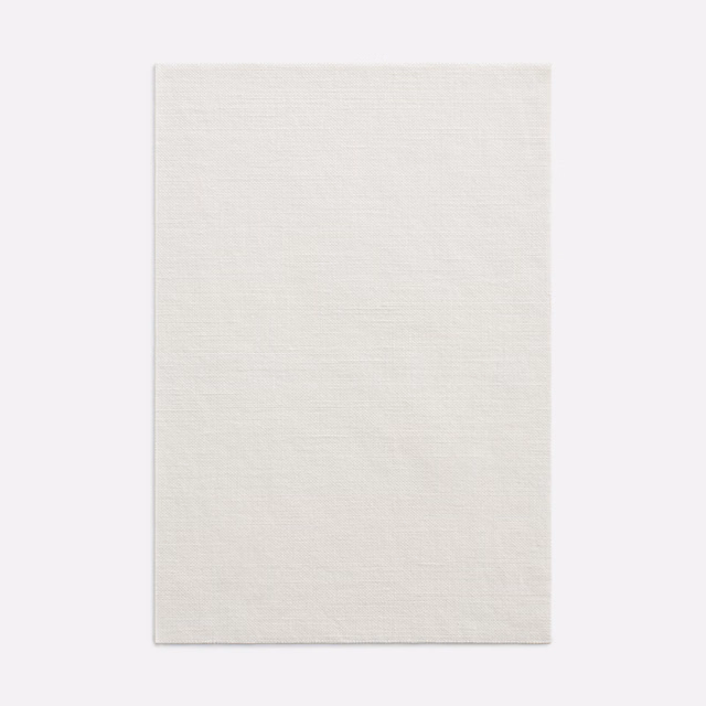 Ivory curtain fabric swatch with fine horizontal woven striations and subtle tonal variation