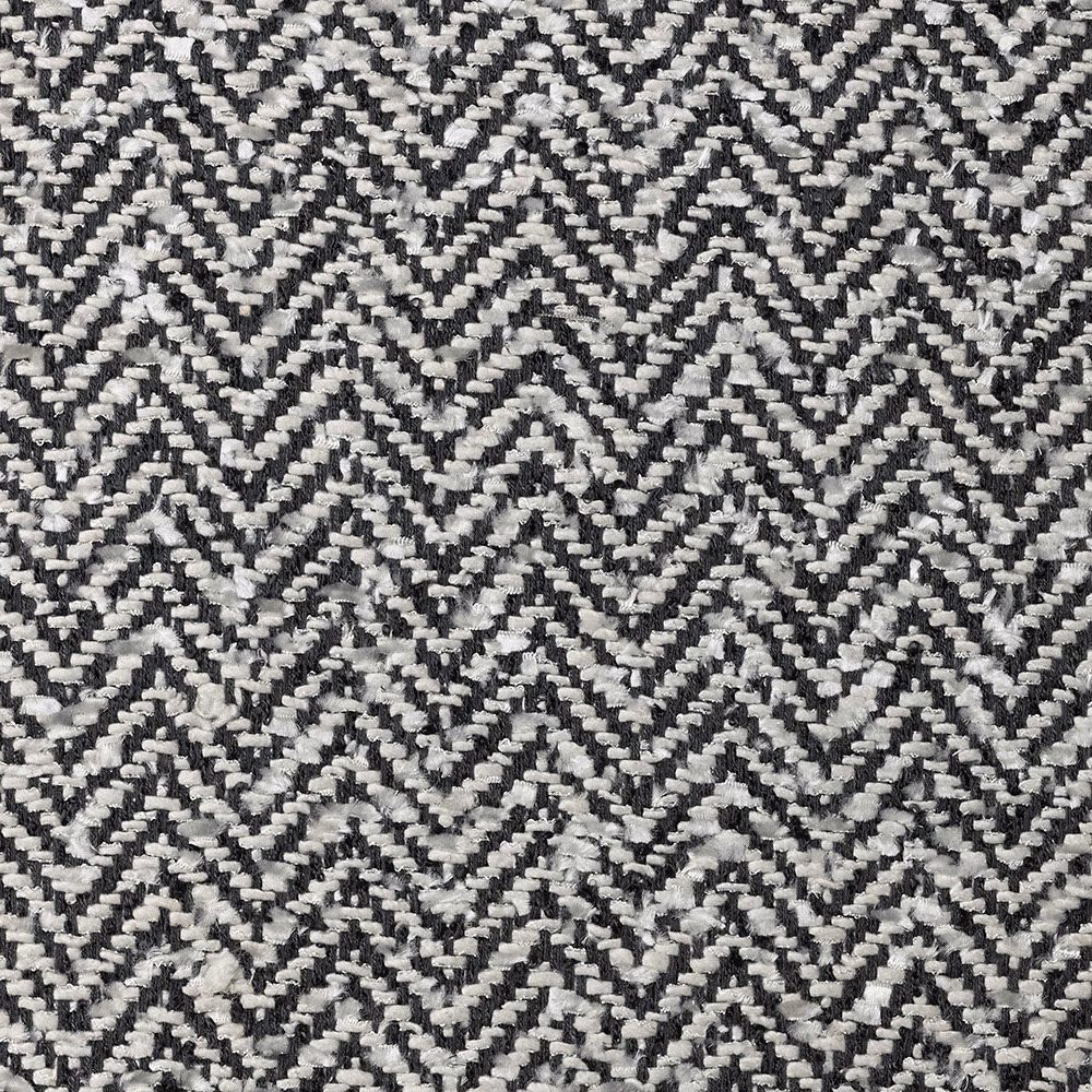 Close-up of black, white and grey nubby chevrons in a dense weave