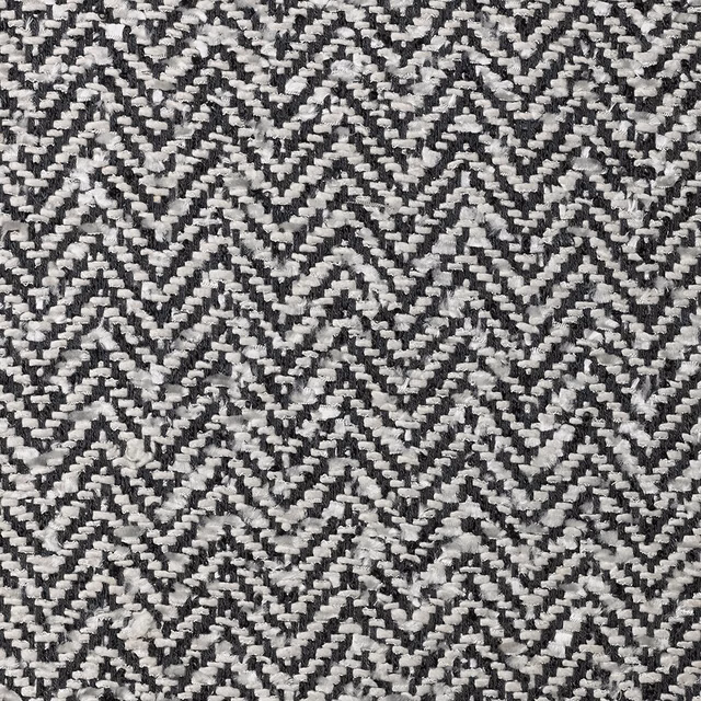 Close-up of black, white and grey nubby chevrons in a dense weave