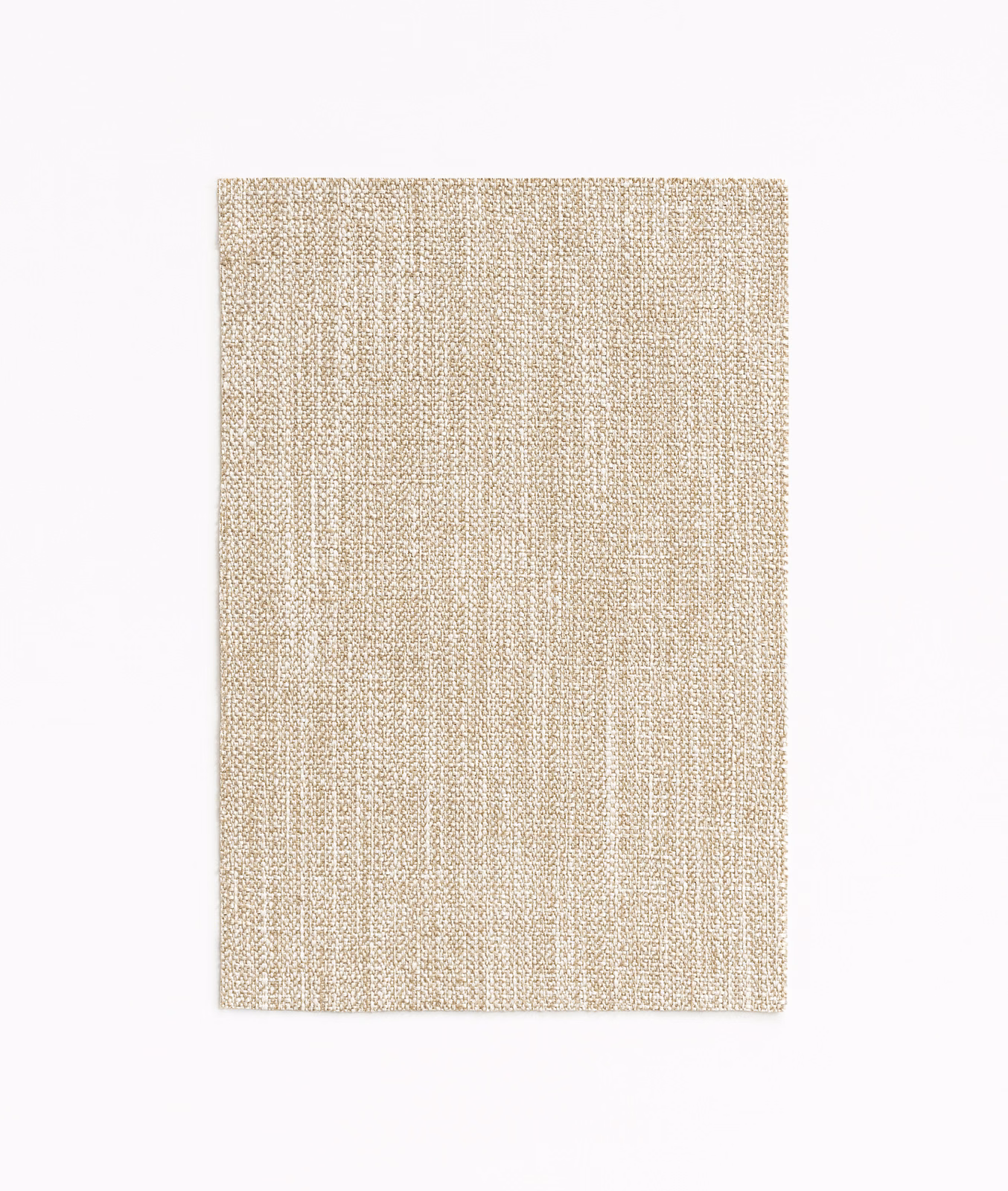 Warm ivory beige woven fabric swatch with fine vertical striations
