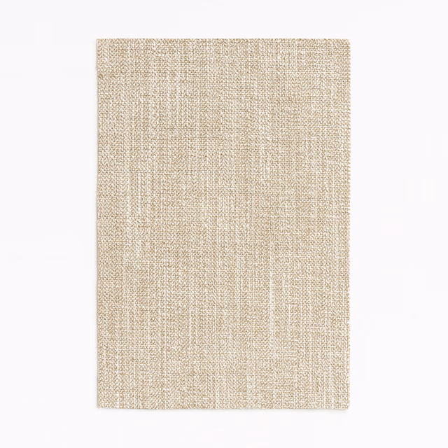 Warm ivory beige woven fabric swatch with fine vertical striations