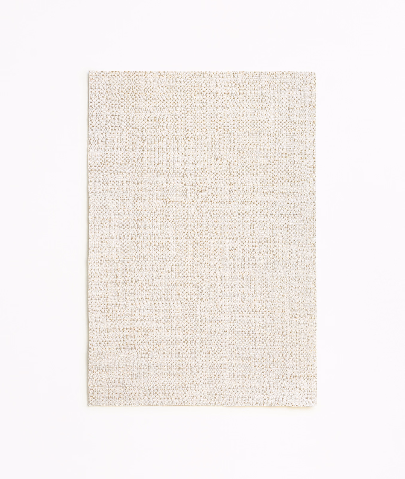 Warm ivory curtain fabric with a fine irregular woven texture and beige flecks