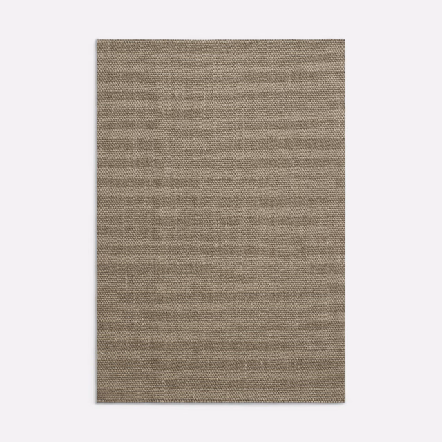 Warm taupe woven curtain fabric with a fine, even crosshatched texture