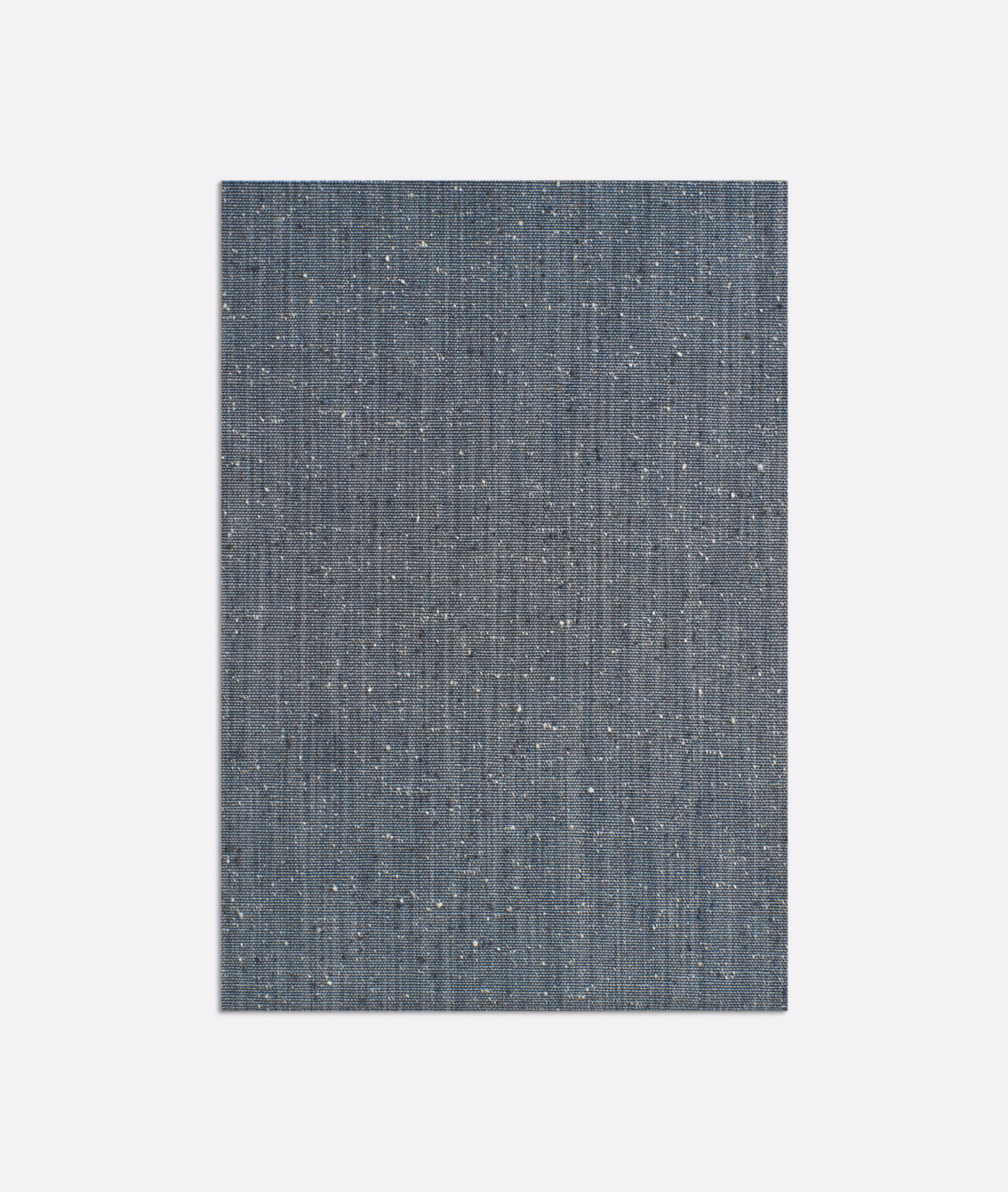 Cool blue-grey woven curtain fabric with fine vertical lines and pale flecks