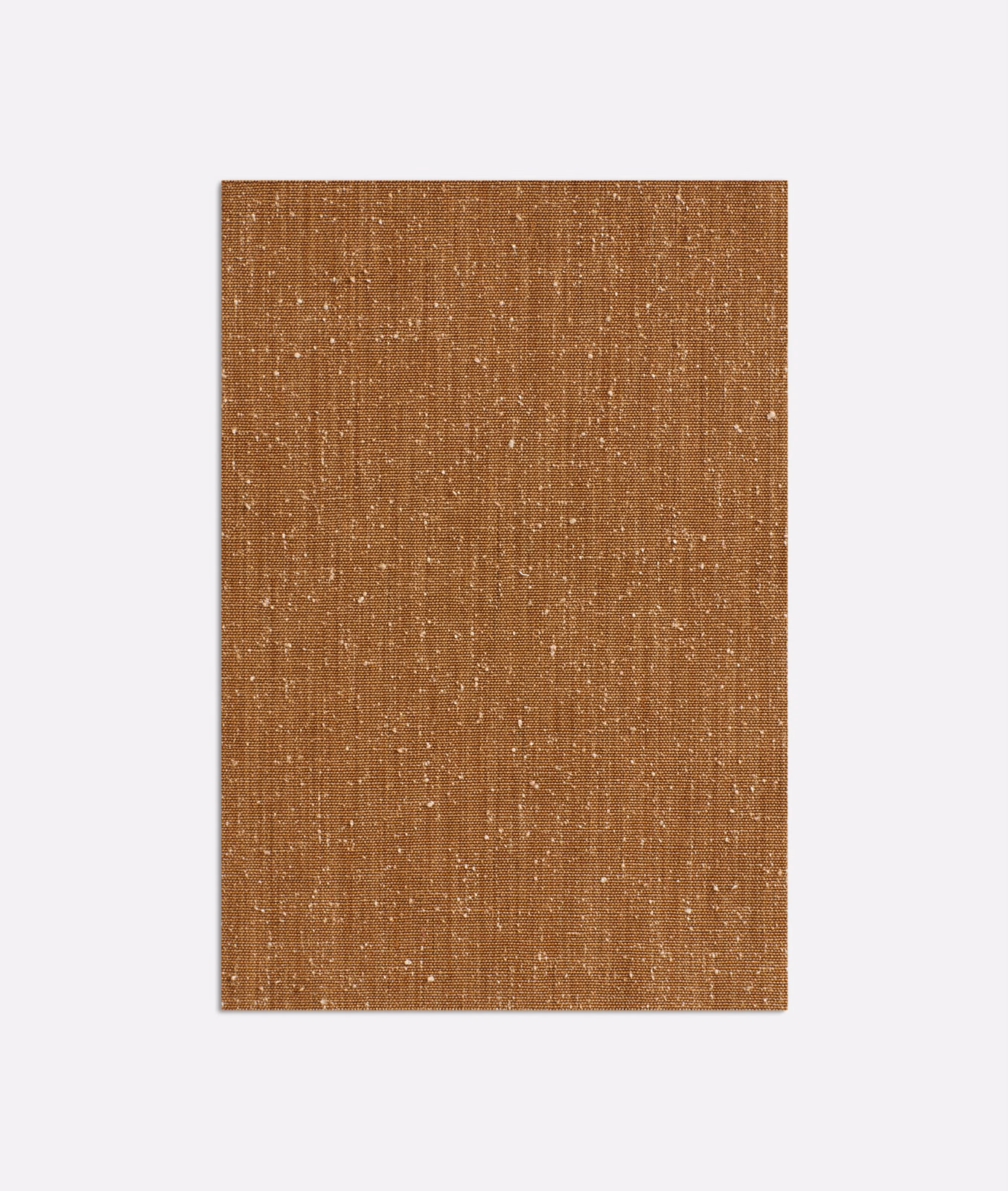 Nutty brown curtain fabric with fine vertical slubs and scattered pale flecks