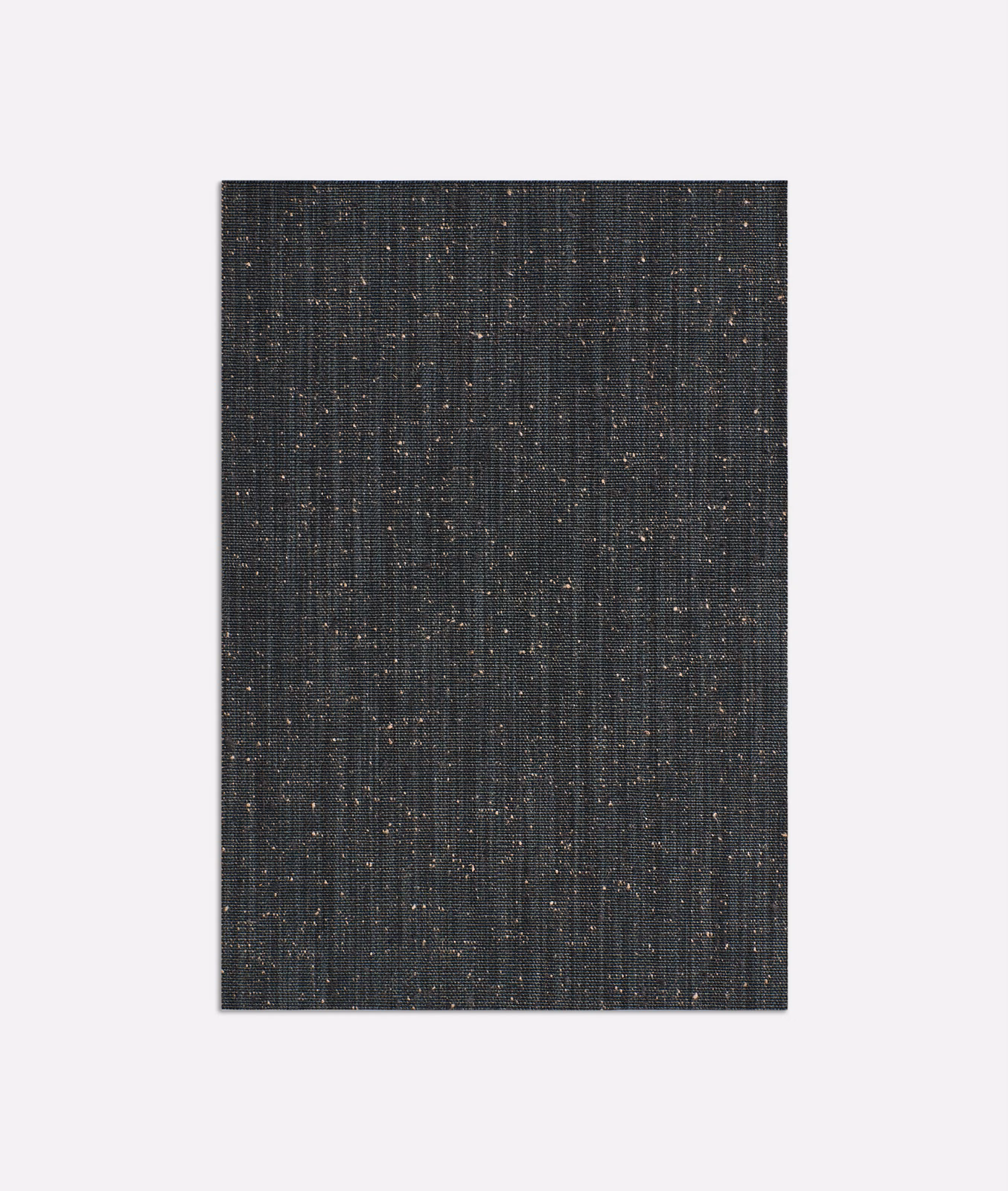 Deep charcoal curtain fabric with fine vertical ribs and subtle warm flecks