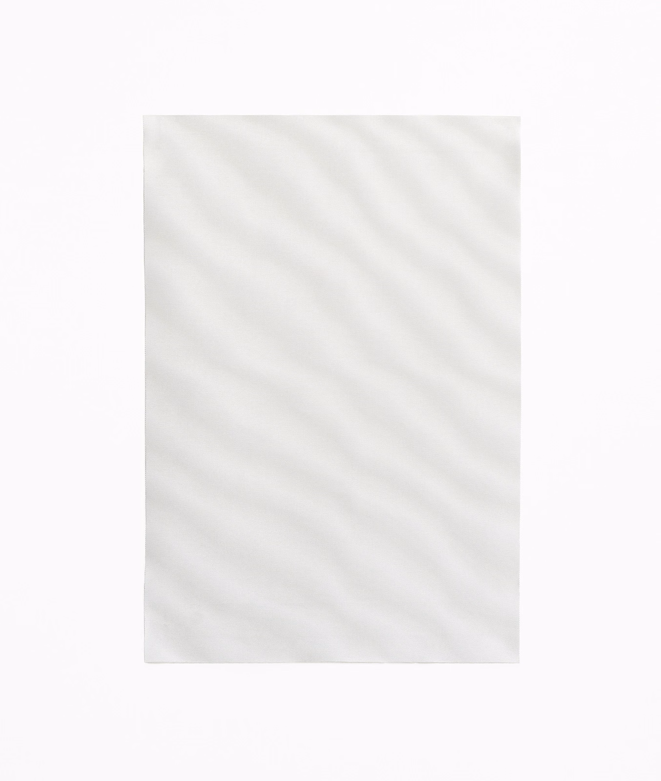 Pale pearl curtain fabric with faint diagonal bands and softly textured surface