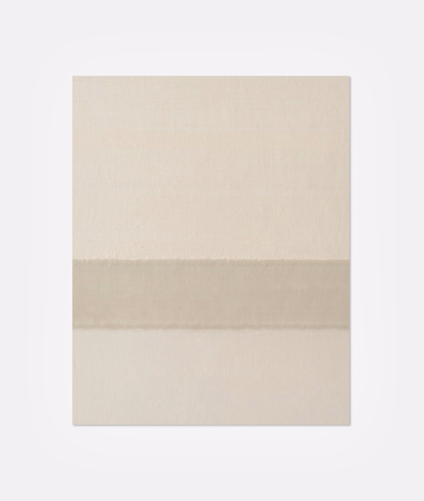Pale ivory woven fabric with a warm natural horizontal band across the centre