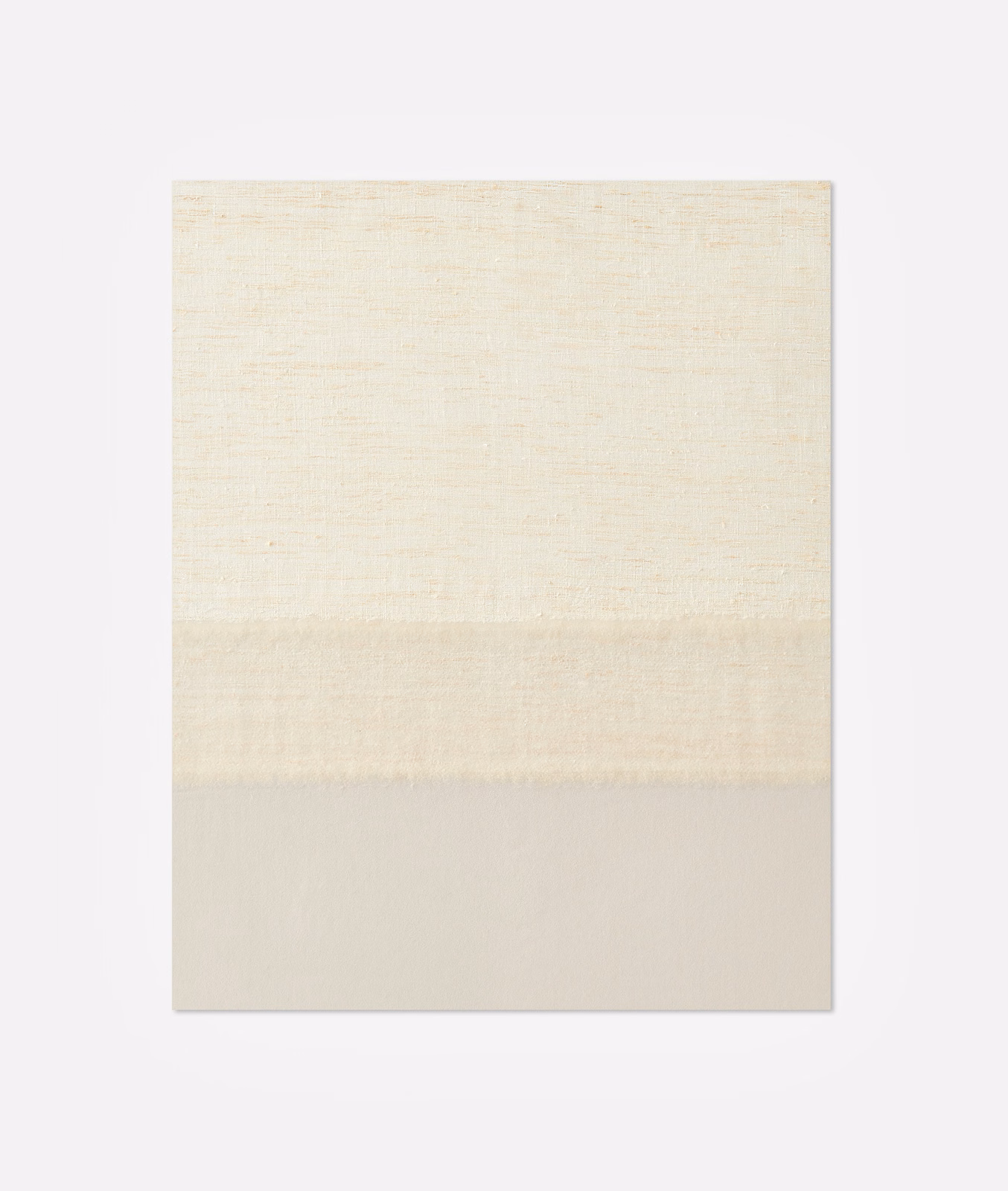 Pale ivory Dedar fabric with fine weave and soft horizontal tonal bands