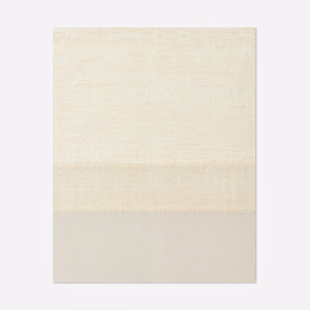 Pale ivory Dedar fabric with fine weave and soft horizontal tonal bands