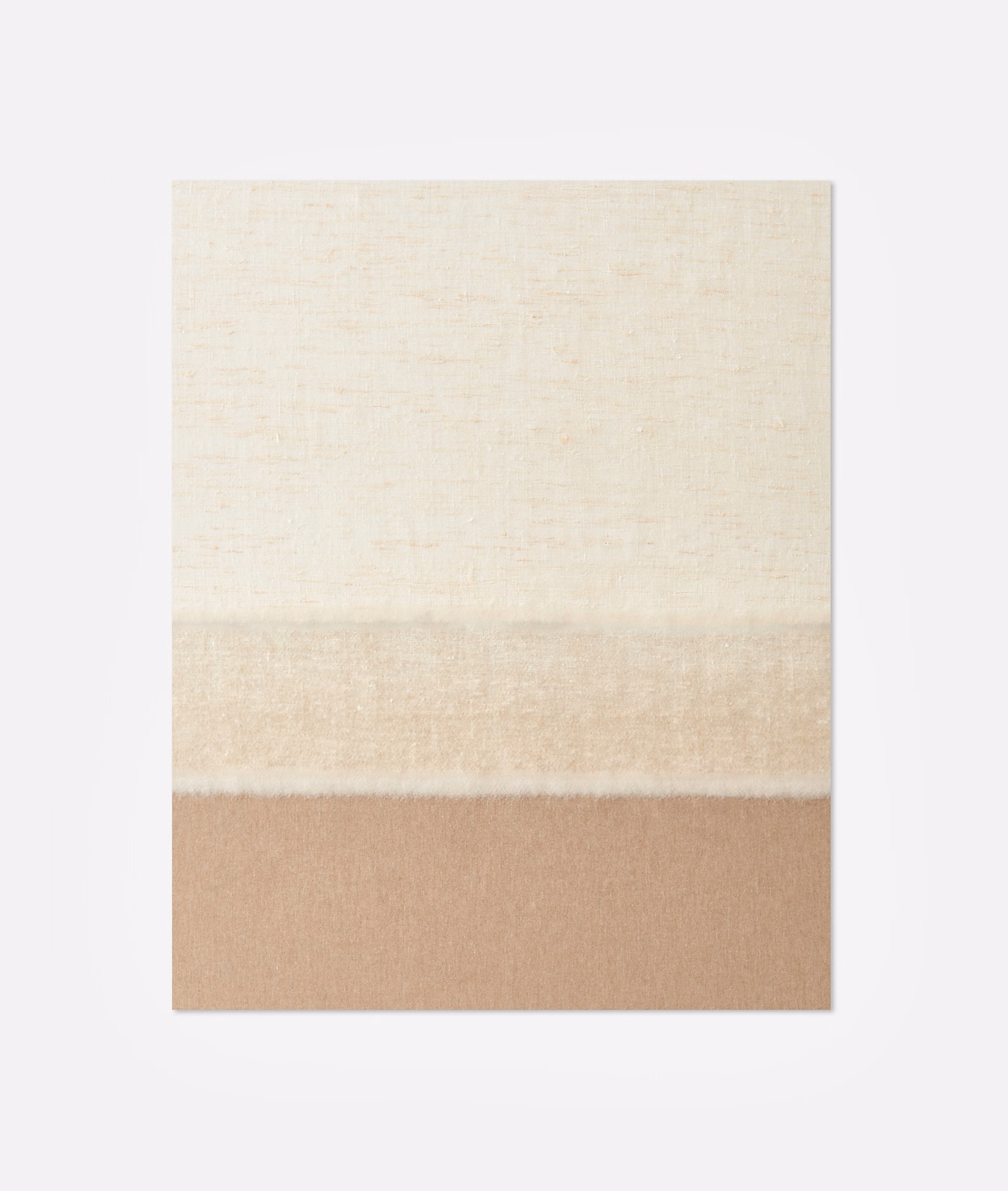 Ivory, beige and camel horizontal bands with a softly irregular woven surface