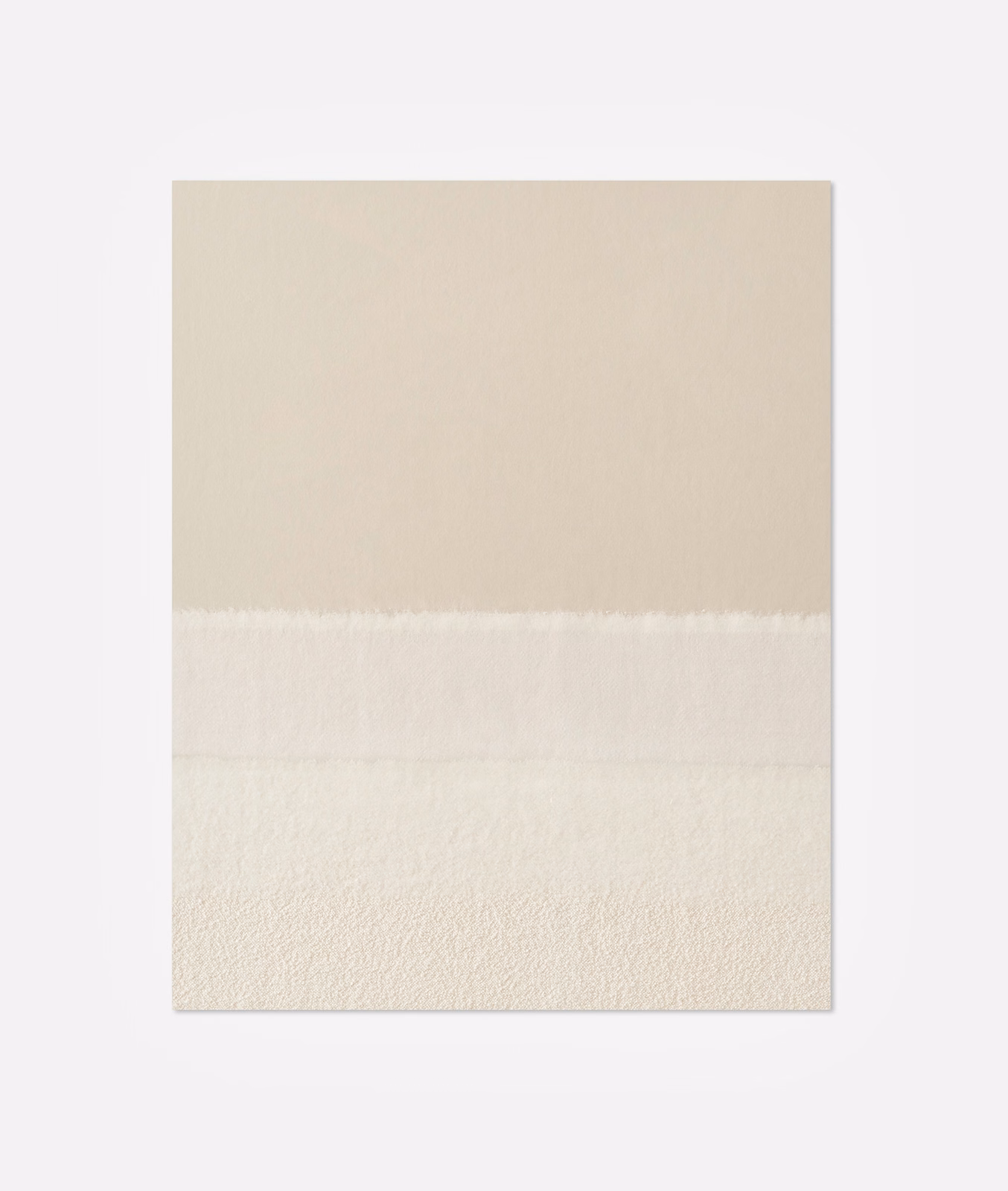 Warm ivory swatch with beige upper field, pale bands and softly textured lower section