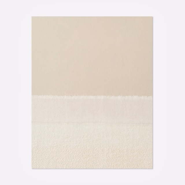 Warm ivory swatch with beige upper field, pale bands and softly textured lower section