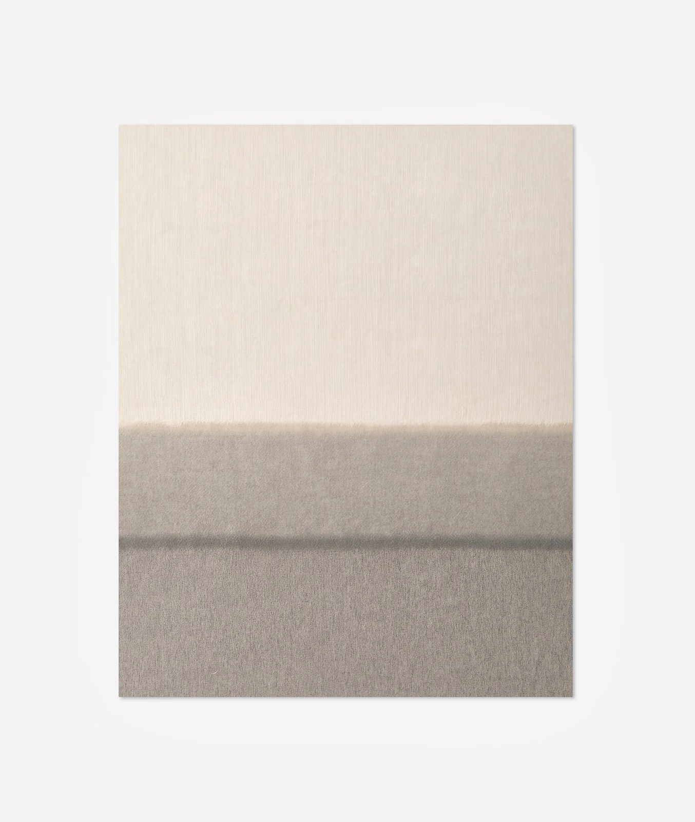 Ivory and ash-grey woven curtain fabric with broad horizontal tonal bands