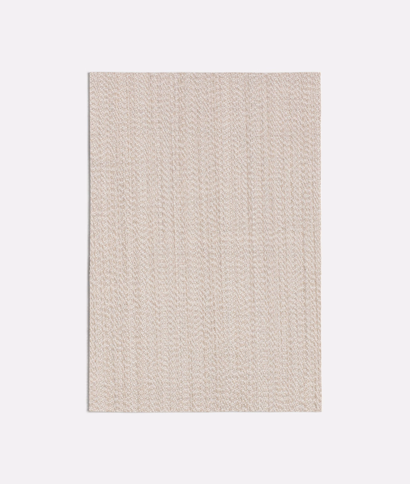 Warm beige woven swatch with fine vertical herringbone texture and soft tonal depth