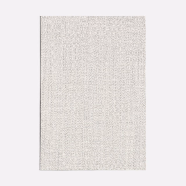 Pale warm-grey woven fabric with fine vertical striations and softly tactile texture