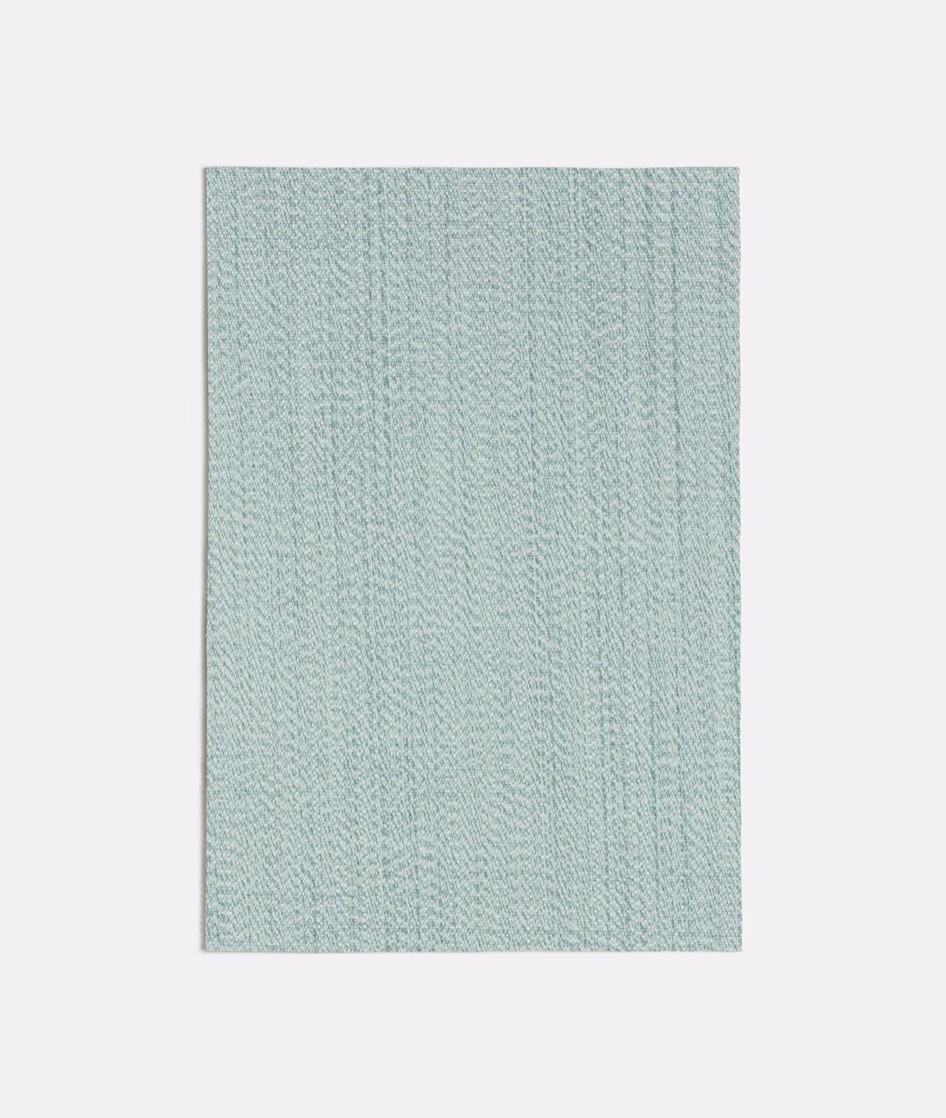 Pale seafoam woven swatch with fine broken chevron texture and subtle vertical striations