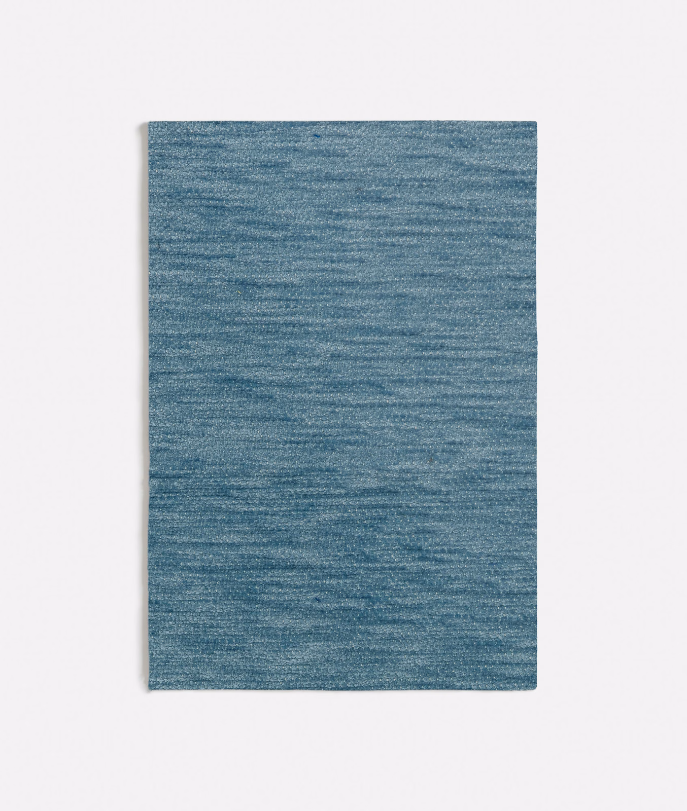 Cool blue-teal woven swatch with fine horizontal striations and softly varied texture