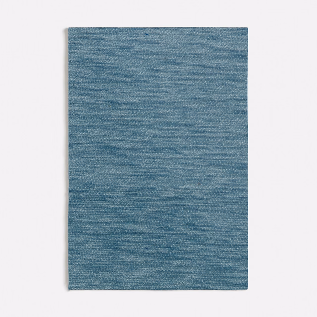 Cool blue-teal woven swatch with fine horizontal striations and softly varied texture