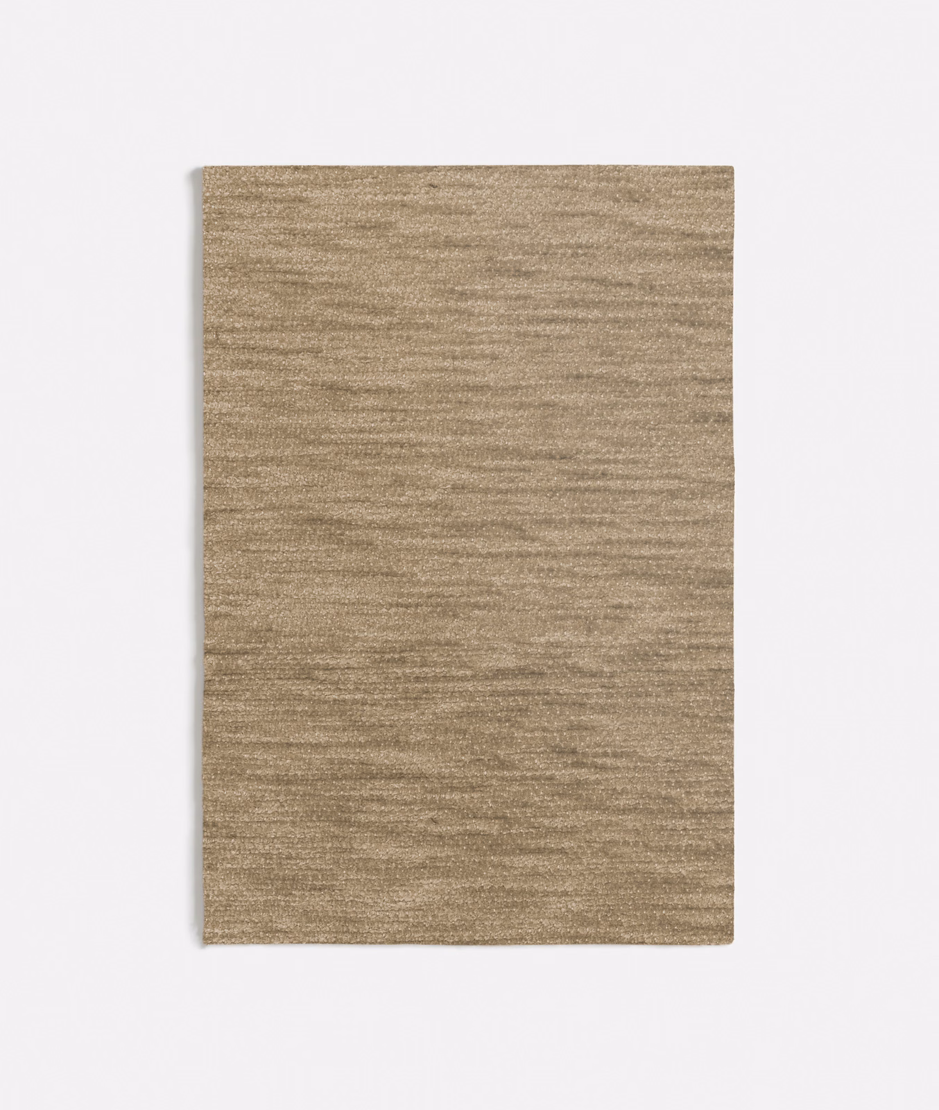 Warm sand-taupe woven swatch with fine horizontal striations and subtle tonal depth