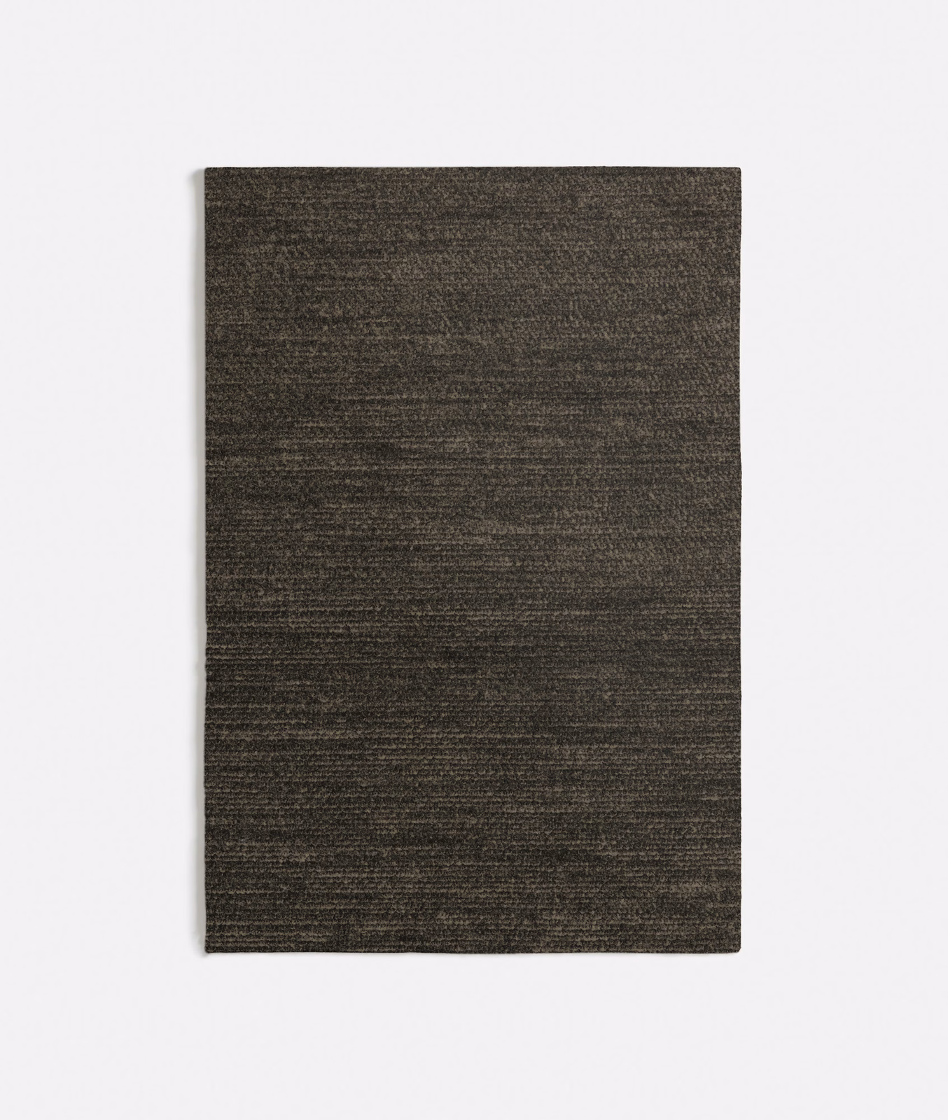 Deep charcoal taupe fabric swatch with fine horizontal woven texture