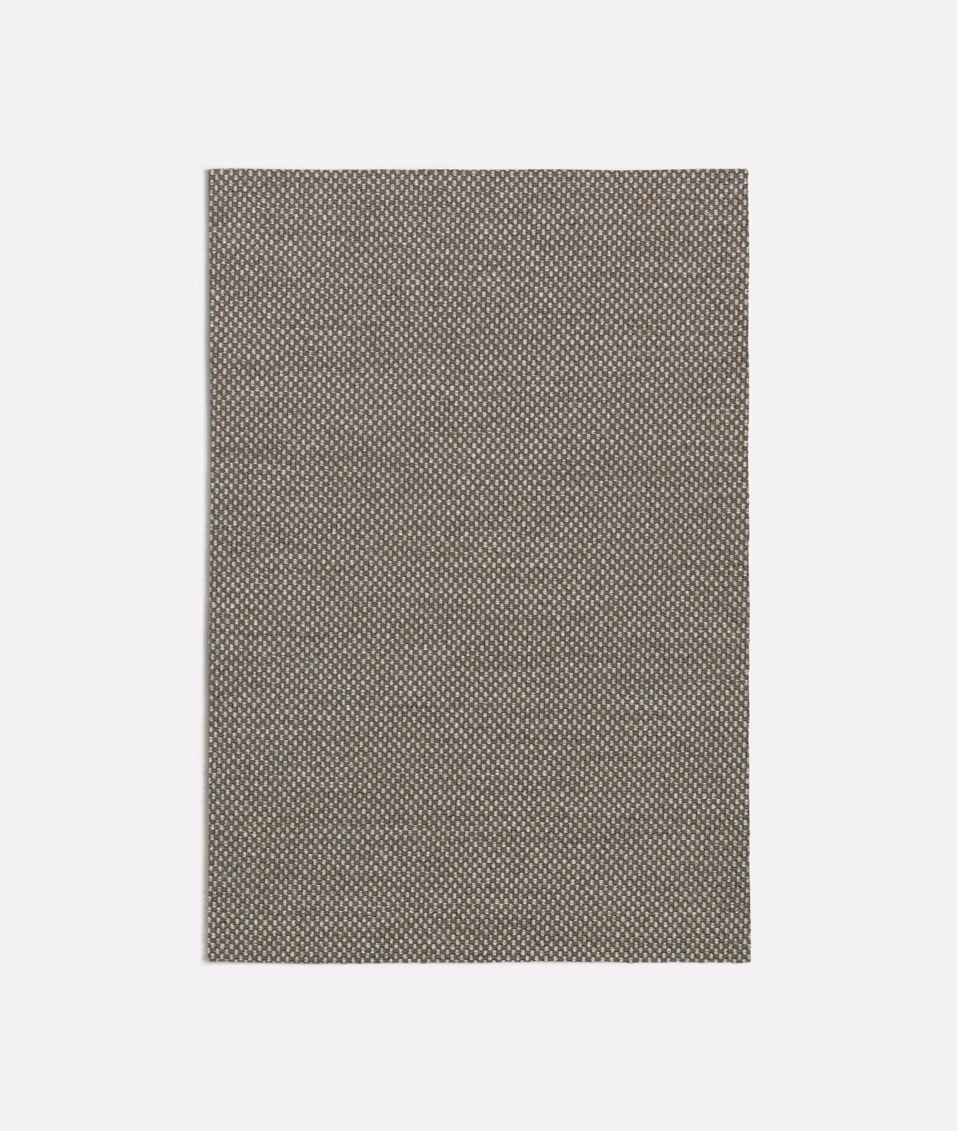 Close view of Acero Grey’s fine taupe-grey micro-patterned woven texture