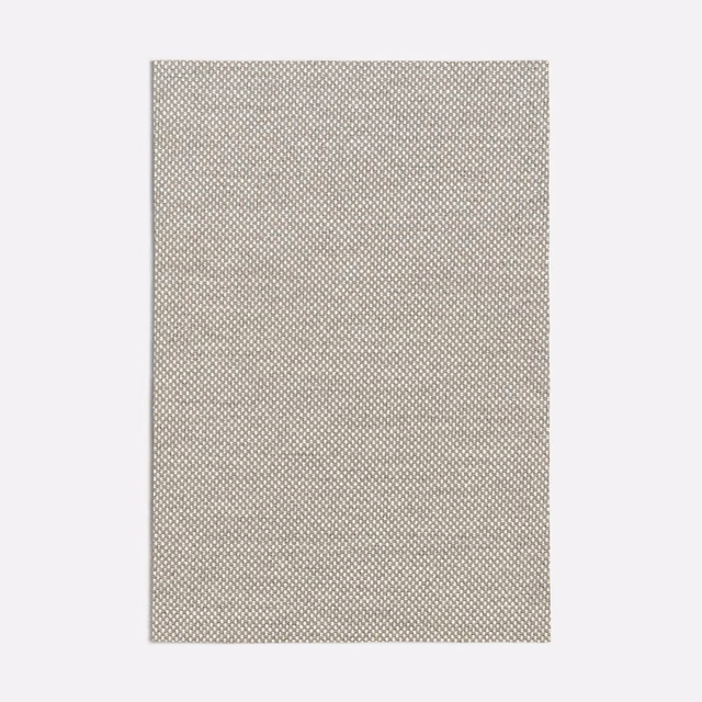Warm grey textile swatch with a tightly repeated miniature woven pattern