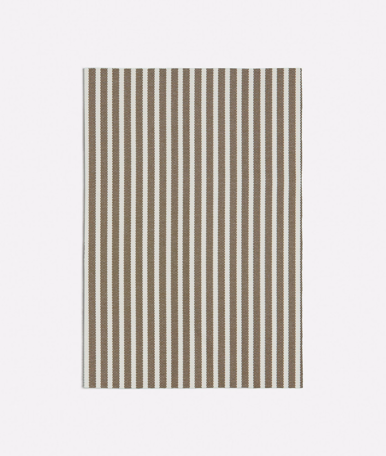 Close-set vertical taupe and cream stripes with a subtly textured fabric surface