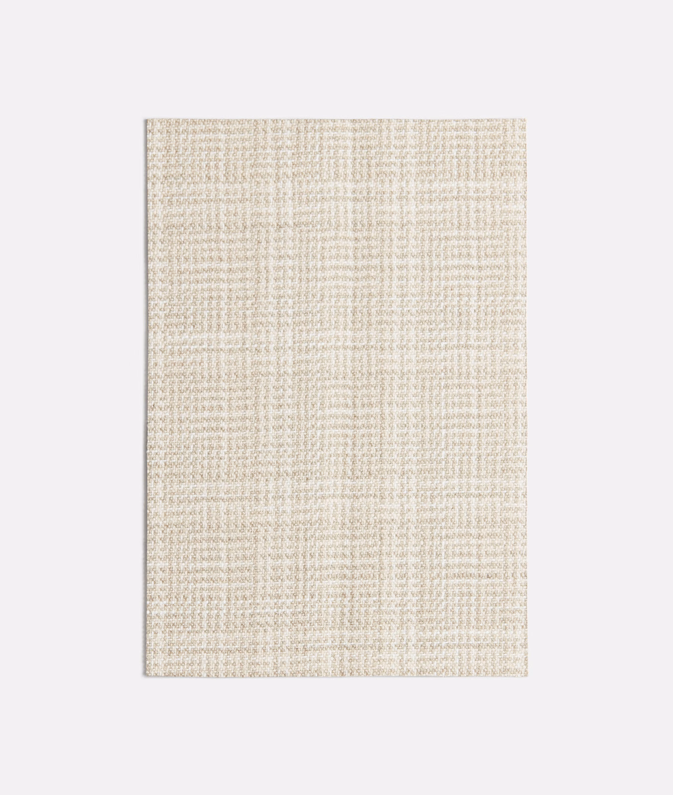 Warm beige woven swatch with a softly irregular fine checked grid texture