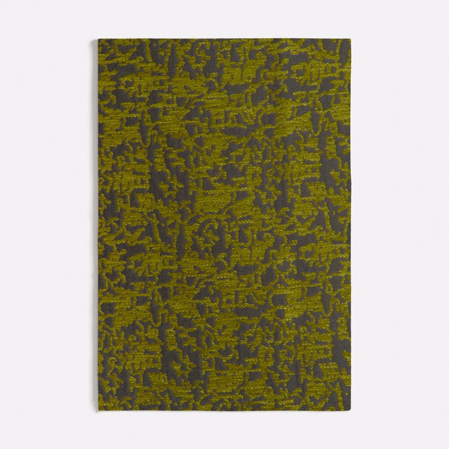 Deep olive green and charcoal fabric with dense irregular abstract textured marks
