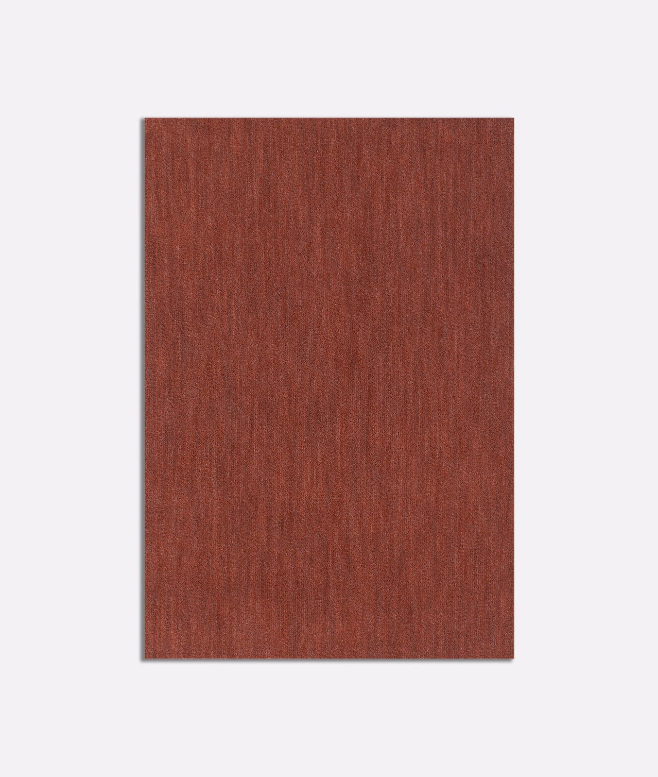 Deep terracotta velvet swatch with fine vertical tonal striations and soft brushed texture