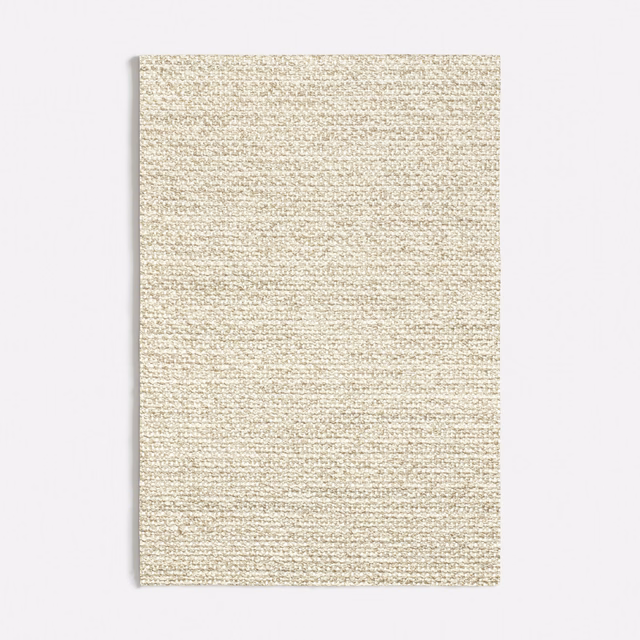 Pale beige woven swatch with fine horizontal rows and softly flecked texture