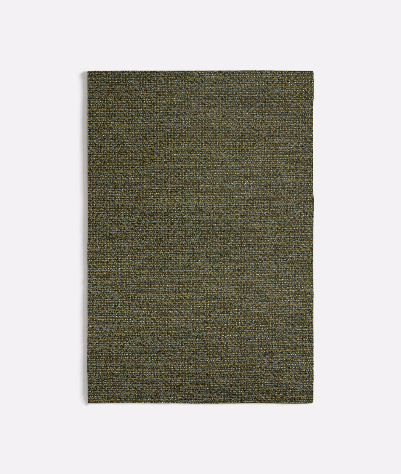 Deep olive green woven fabric swatch with fine horizontal texture and tonal variation
