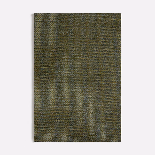Deep olive green woven fabric swatch with fine horizontal texture and tonal variation