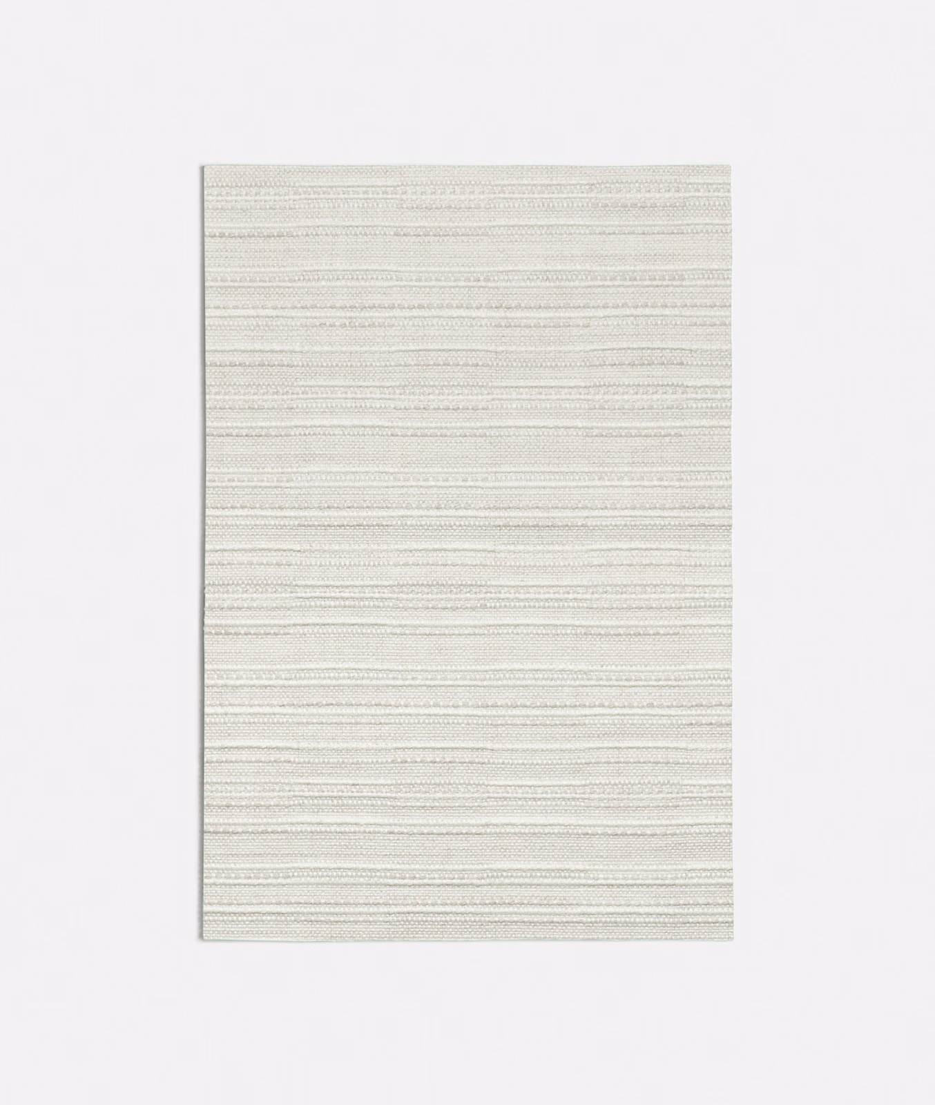 Soft off-white woven fabric swatch with fine horizontal ridges and subtle ivory variation