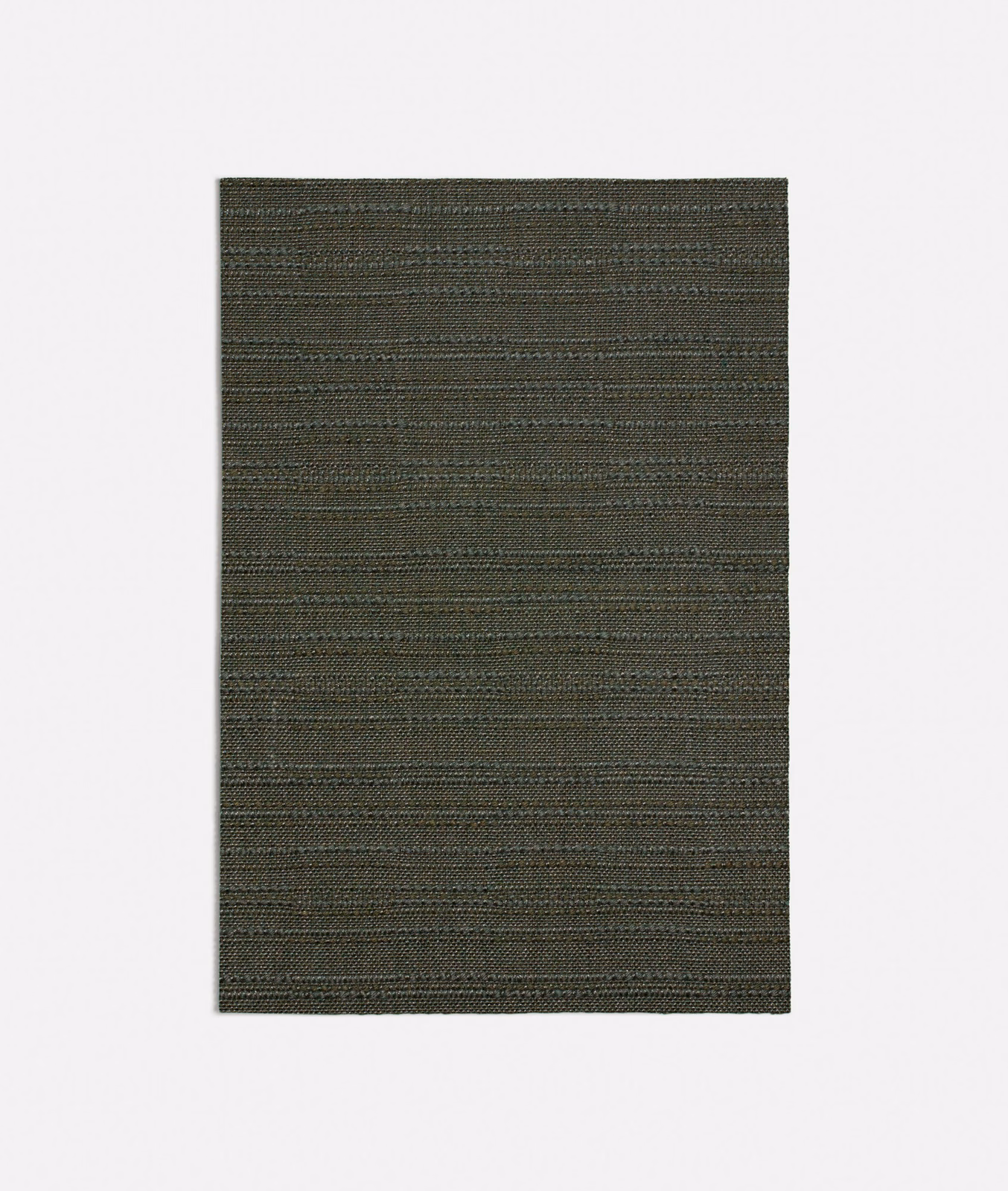 Deep olive-sage fabric swatch with fine horizontal ribbed texture